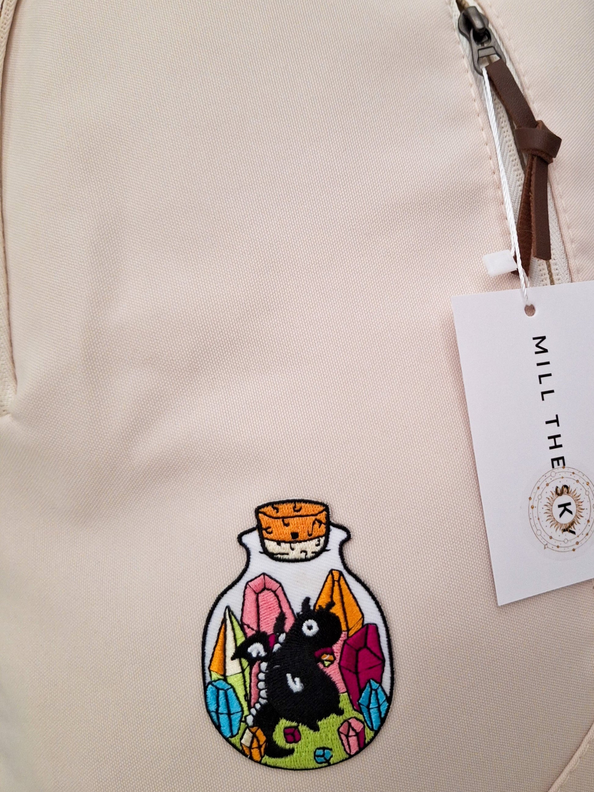 Mill The Sky: Alchemy-DRAGON Unisex Stylish Padded Limited Run Themed Canvas Rucksack CREAM Mill The Sky