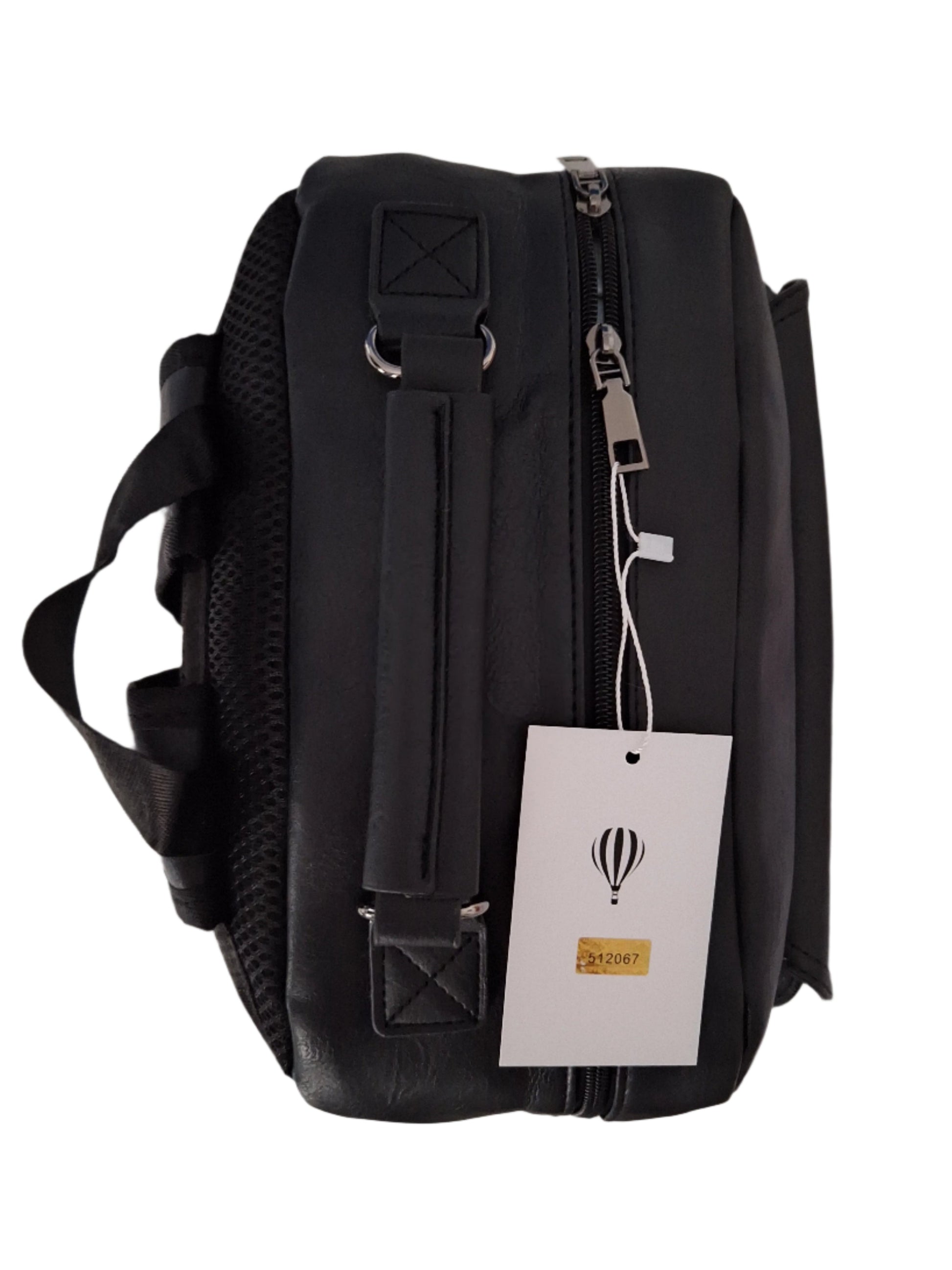 Mill The Sky: Ash-BLOC Square Distressed Faux Leather Fold & Top Hold Backpack. JET BLACK. Heavy Duty Mesh Straps Mill The Sky