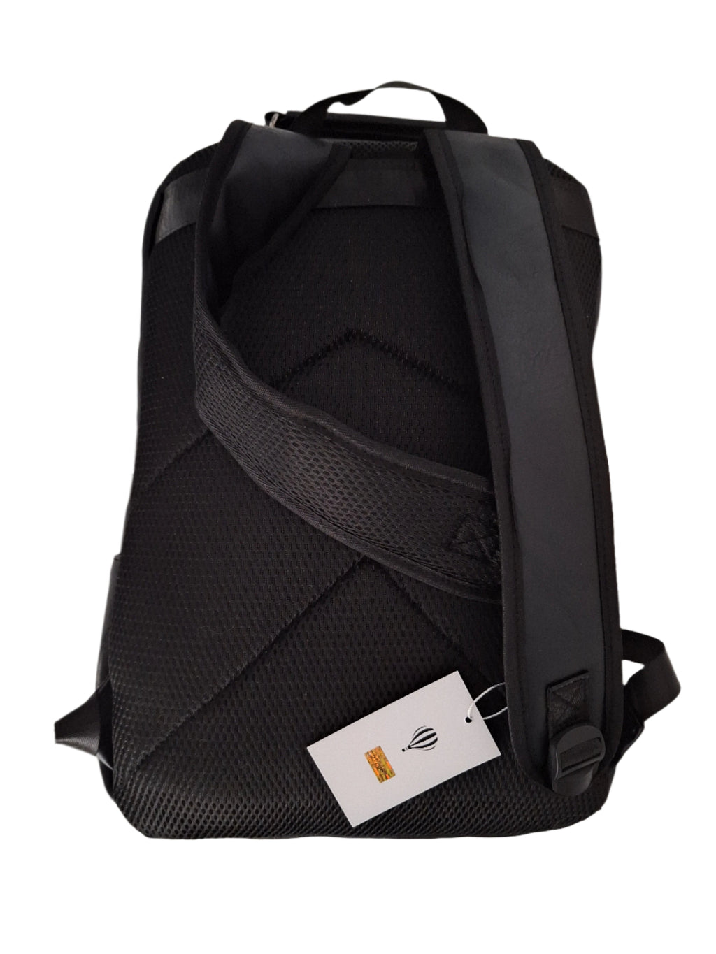 Mill The Sky: Ash-BLOC Square Distressed Faux Leather Fold & Top Hold Backpack. JET BLACK. Heavy Duty Mesh Straps Mill The Sky