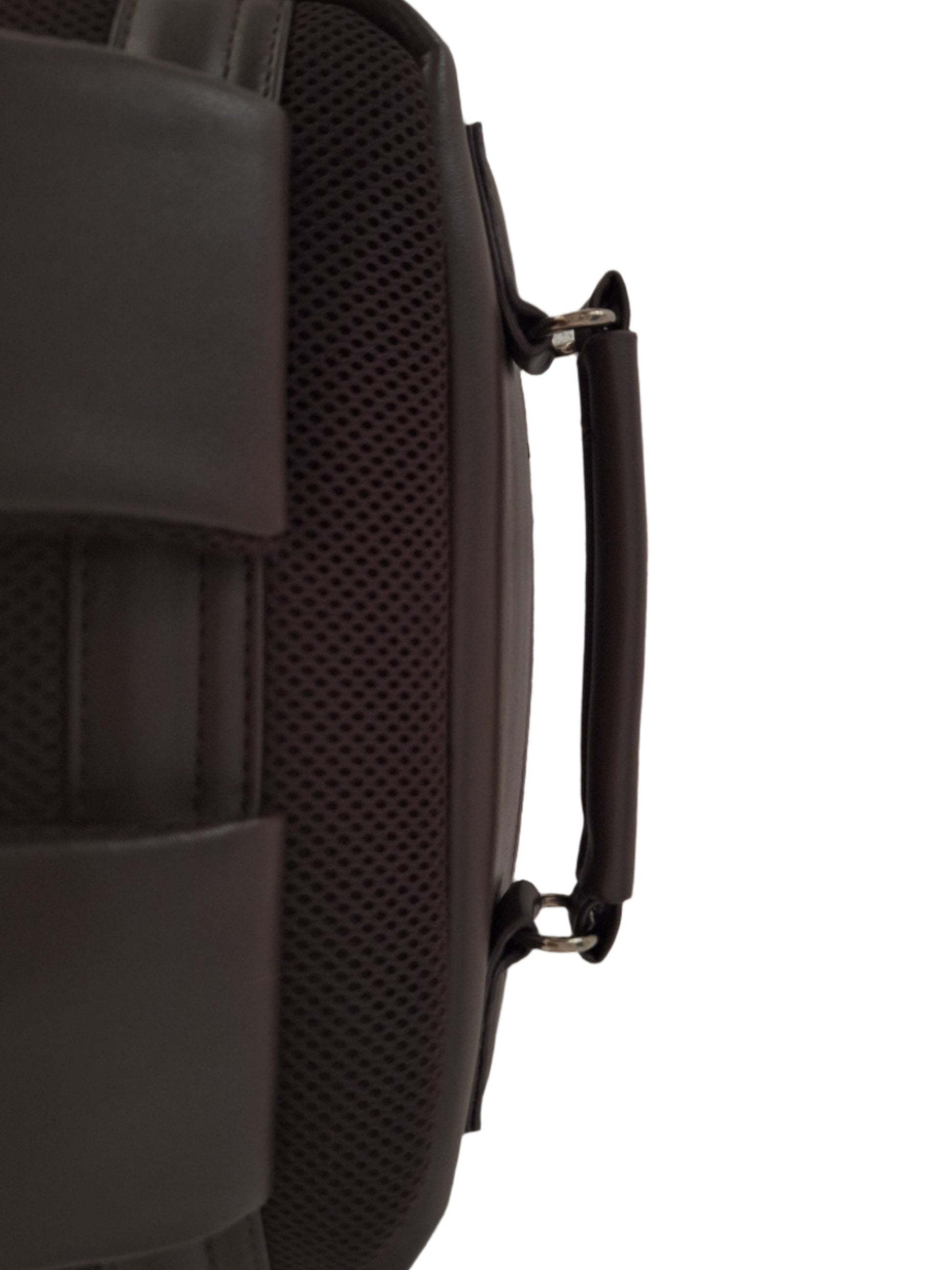 Mill The Sky: Roam-EXEC Square Format Thick Faux Leather City Professional Protective Ultrabook Laptop Backpack. FLAT BROWN. Handcrafted Mill The Sky