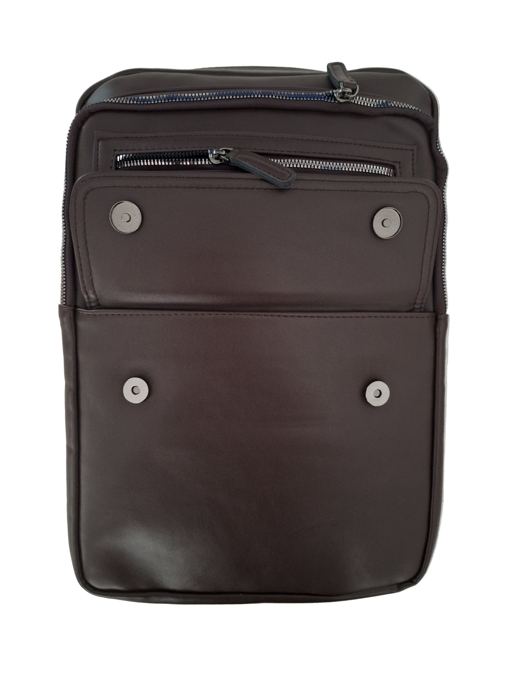 Mill The Sky: Roam-EXEC Square Format Thick Faux Leather City Professional Protective Ultrabook / Laptop Backpack. FLAT BROWN. Handcrafted Mill The Sky
