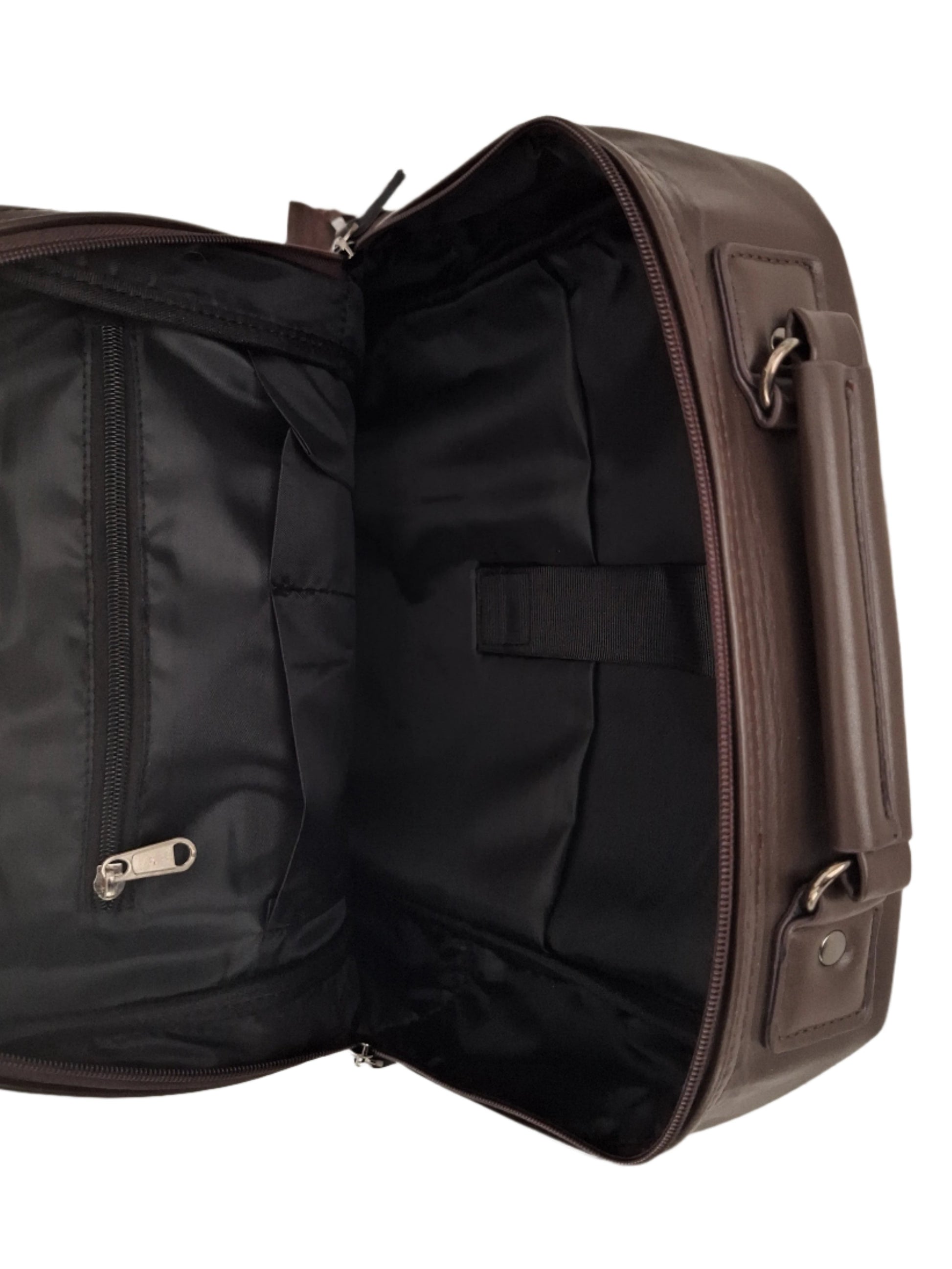 Mill The Sky: Roam-EXEC Square Format Thick Faux Leather City Professional Protective Ultrabook Laptop Backpack. FLAT BROWN. Handcrafted Mill The Sky