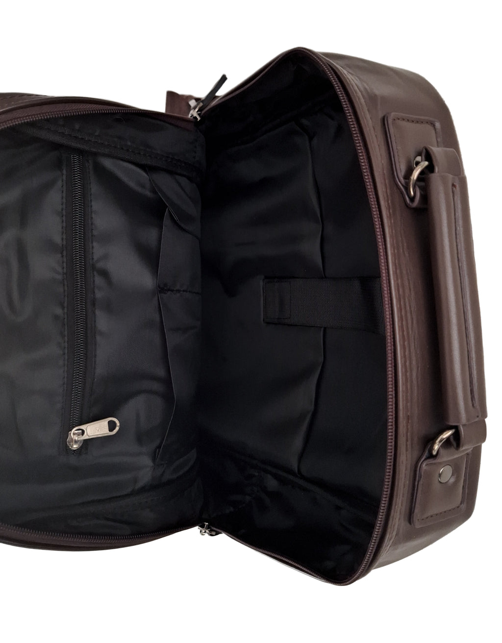 Mill The Sky: Roam-EXEC Square Format Thick Faux Leather City Professional Protective Ultrabook / Laptop Backpack. FLAT BROWN. Handcrafted Mill The Sky