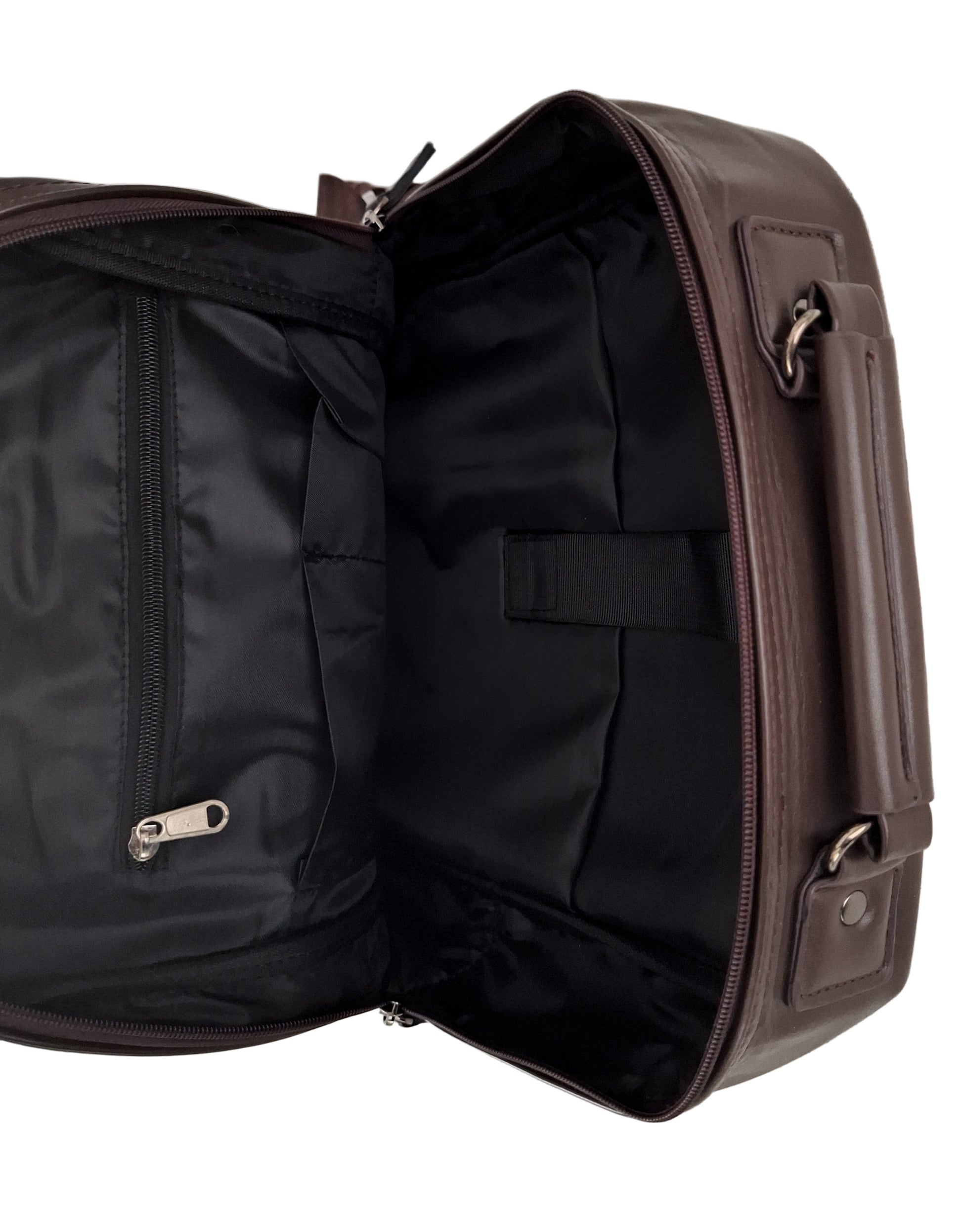 Mill The Sky: Roam-EXEC Square Format Thick Faux Leather City Professional Protective Ultrabook / Laptop Backpack. FLAT BROWN. Handcrafted Mill The Sky