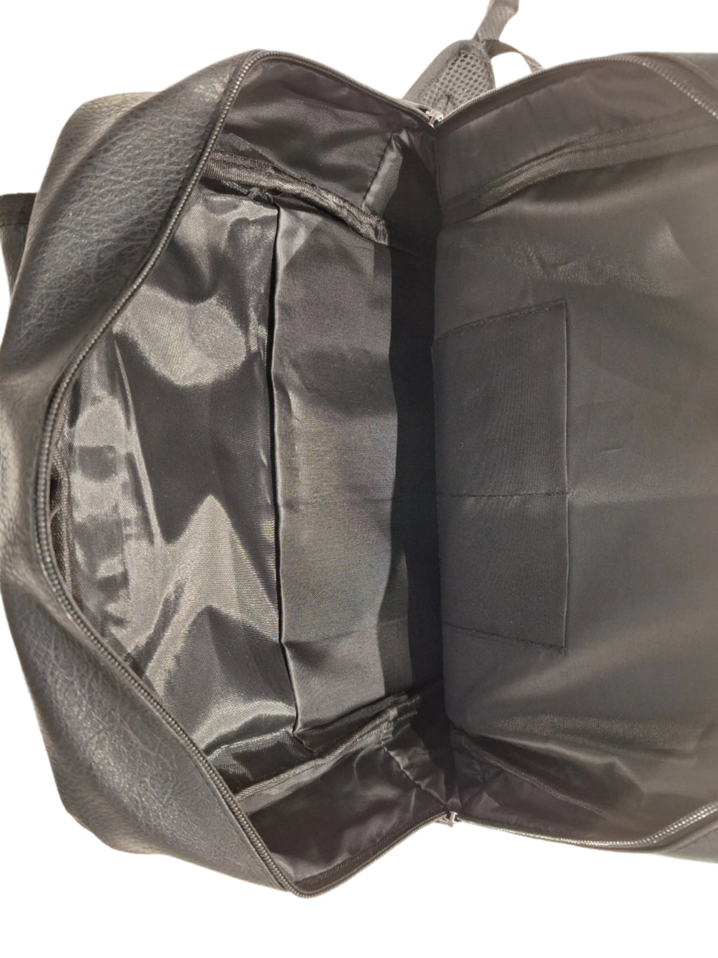 Mill The Sky: Travel-CUBE Heavy Duty Square Retro Vibe Faux Leather Backpack. JET BLACK. Handcrafted Mill The Sky