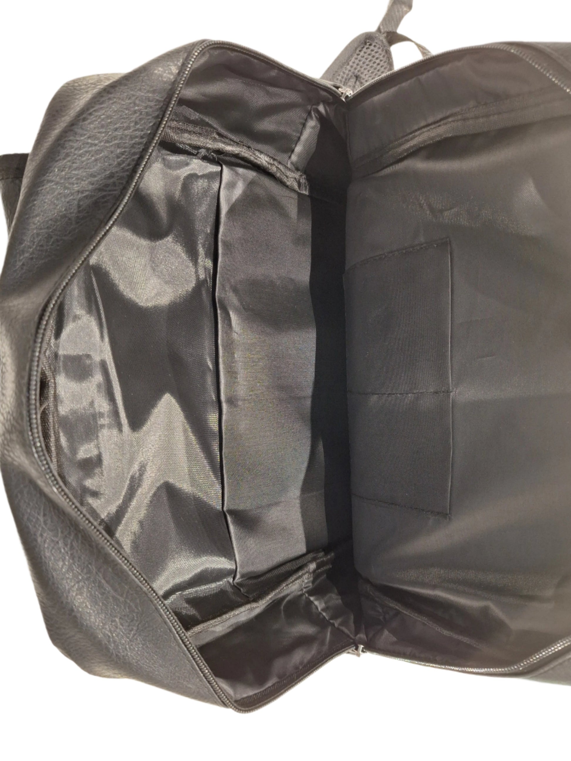 Mill The Sky: Travel-CUBE Heavy Duty Square Retro Vibe Faux Leather Backpack. JET BLACK. Handcrafted Mill The Sky