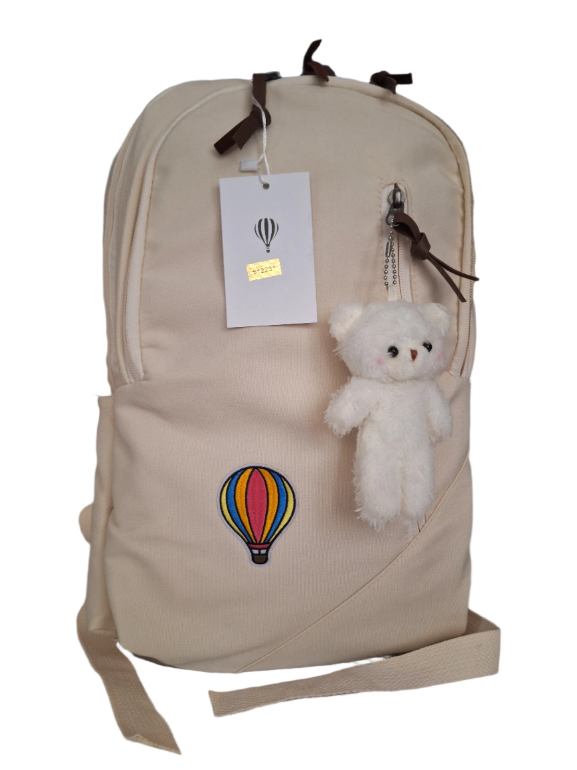 Mill The Sky: Aero-BEAR Unisex Stylish Padded Limited Run Themed Canvas Rucksack CREAM Mill The Sky