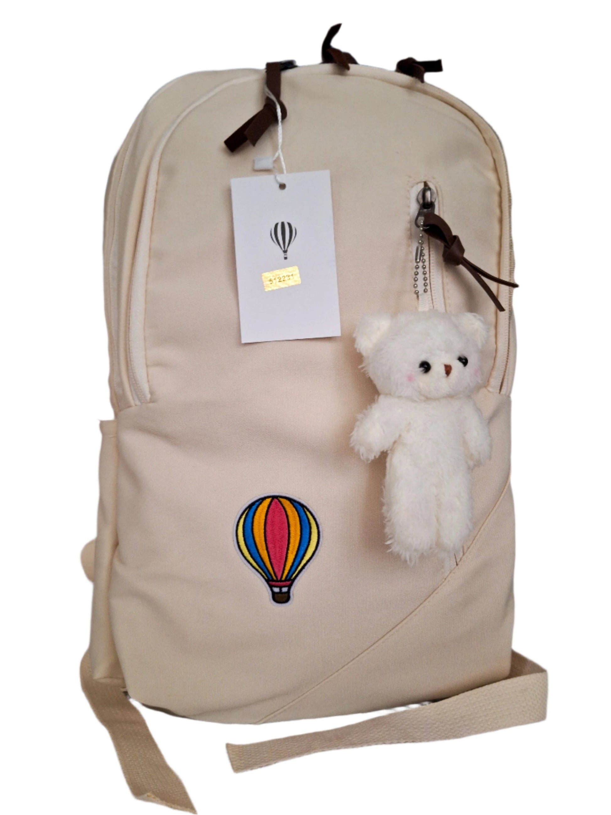 Mill The Sky: Aero-BEAR Unisex Stylish Padded Limited Run Themed Canvas Rucksack CREAM Mill The Sky