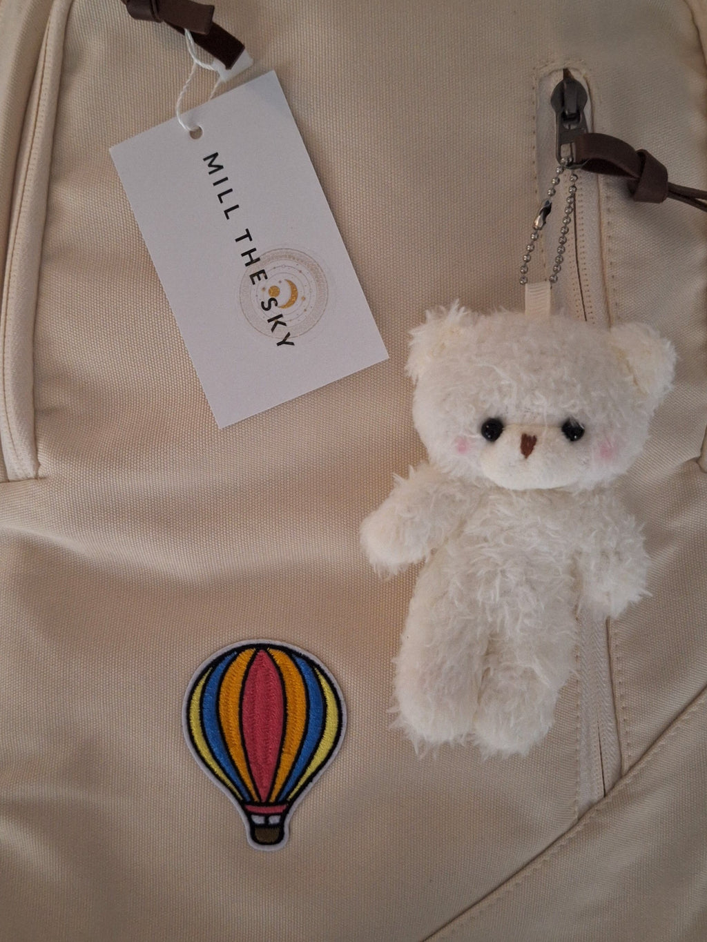 Mill The Sky: Aero-BEAR Unisex Stylish Padded Limited Run Themed Canvas Rucksack CREAM Mill The Sky