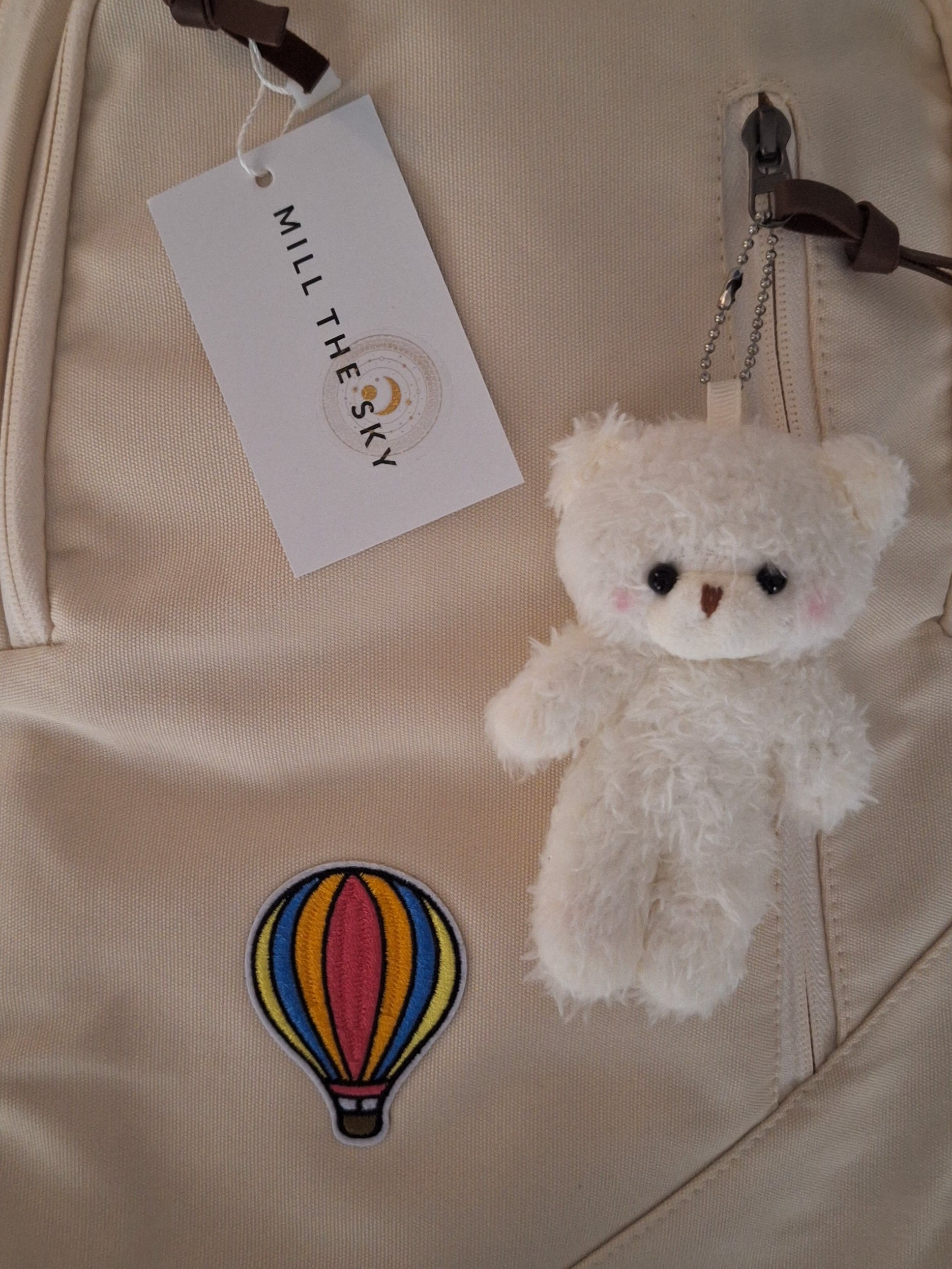 Mill The Sky: Aero-BEAR Unisex Stylish Padded Limited Run Themed Canvas Rucksack CREAM Mill The Sky