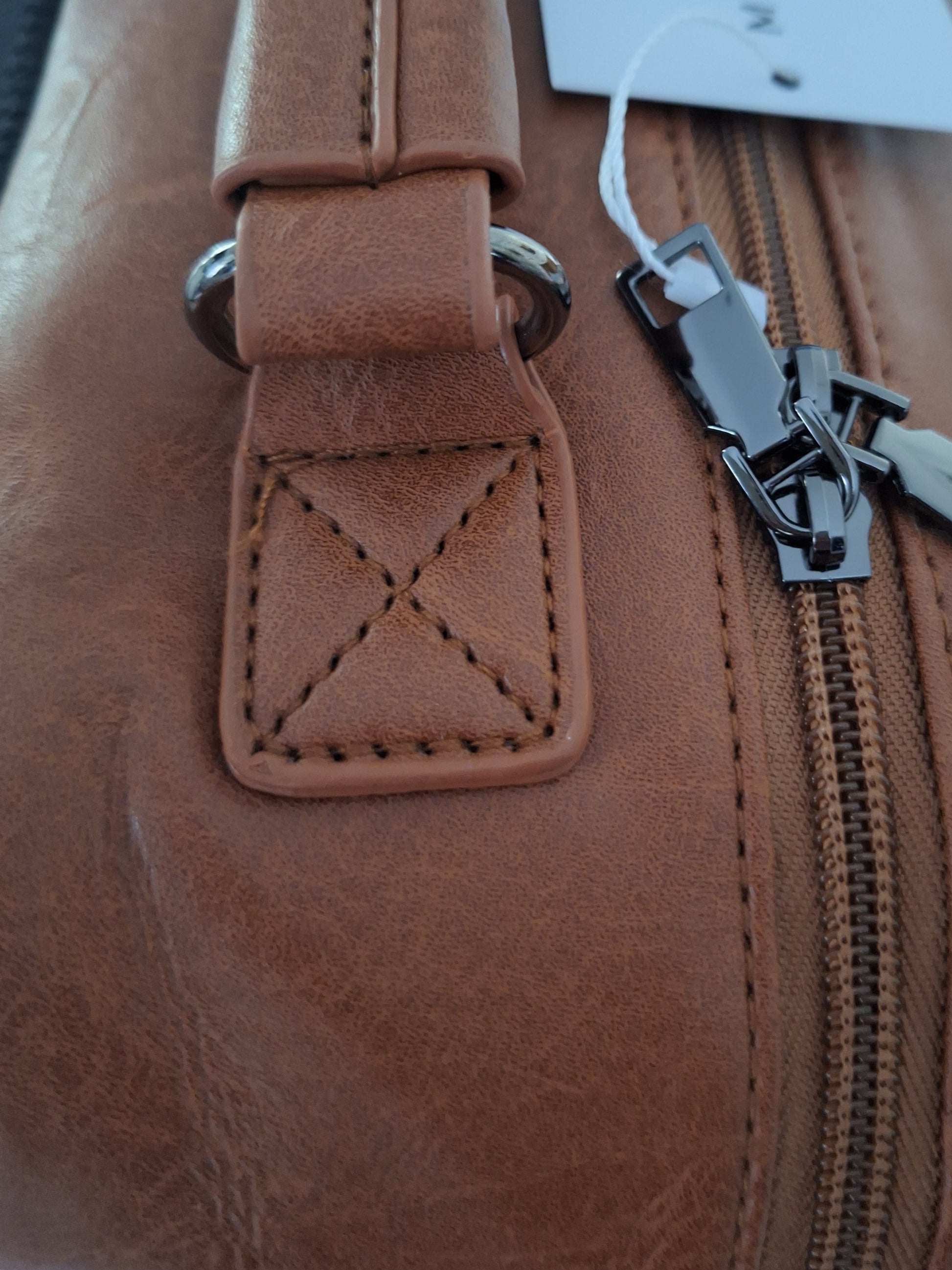 Mill The Sky: Caramel-BLOC Square Distressed Faux Leather Fold & Top Hold Backpack. JET BLACK. Heavy Duty Mesh Straps Mill The Sky