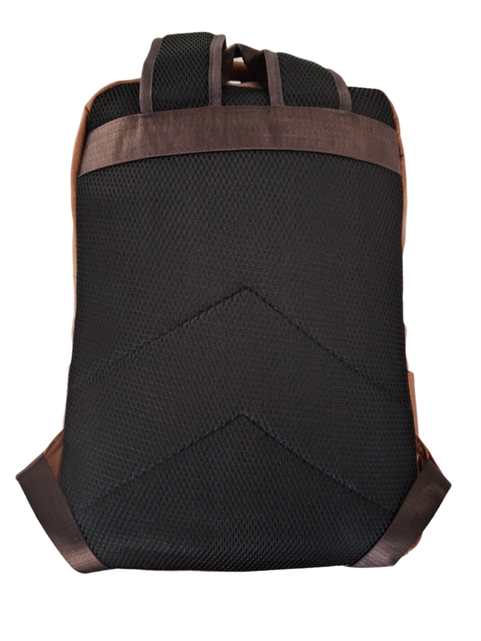 Mill The Sky: Caramel-BLOC Square Distressed Faux Leather Fold & Top Hold Backpack. JET BLACK. Heavy Duty Mesh Straps Mill The Sky