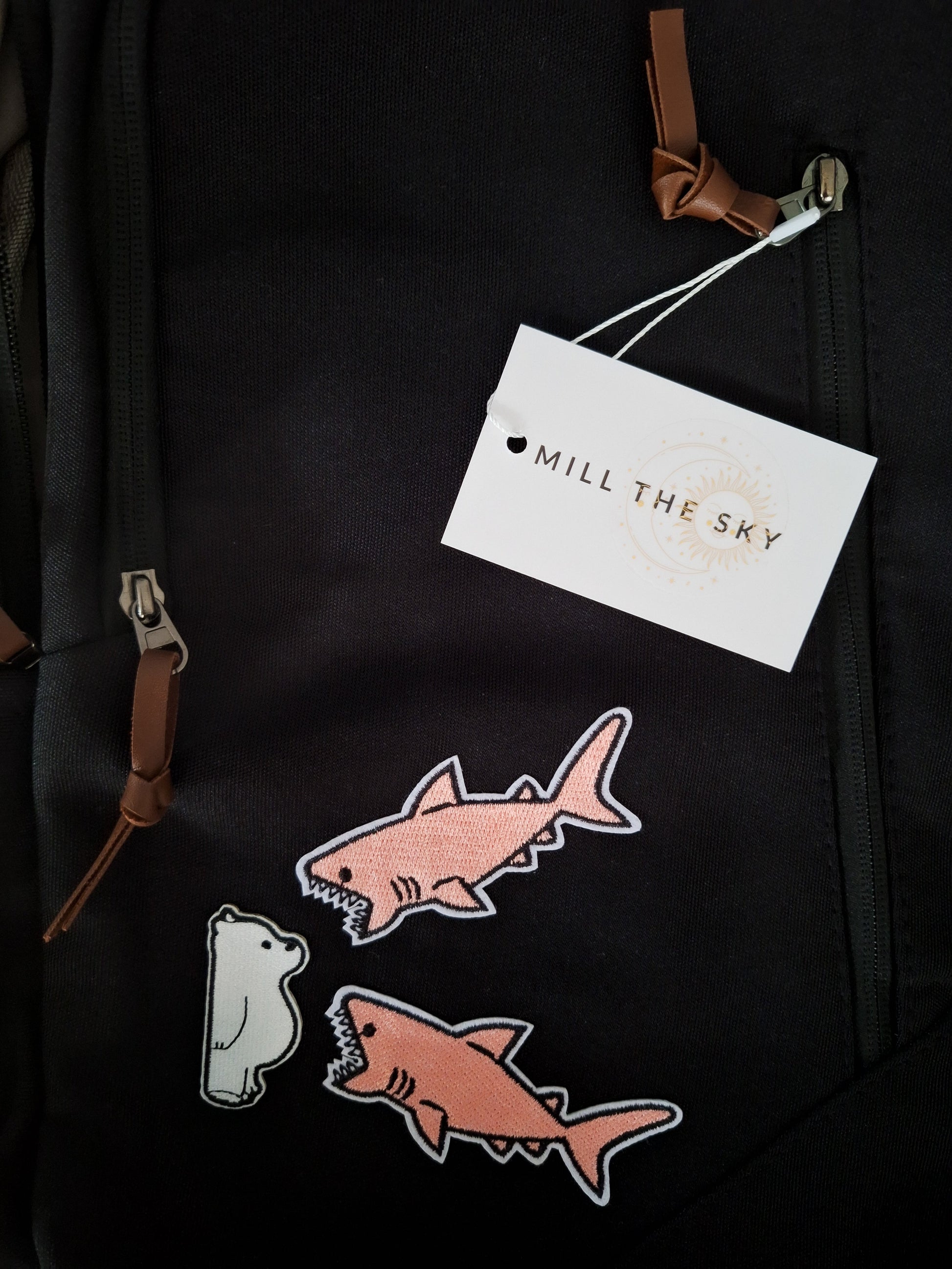 Mill The Sky: Bearly-Bothered-FINTASTIC Padded Artistic Vibrant Canvas Rucksack Backpack For School Work Travel (Copy) Mill The Sky