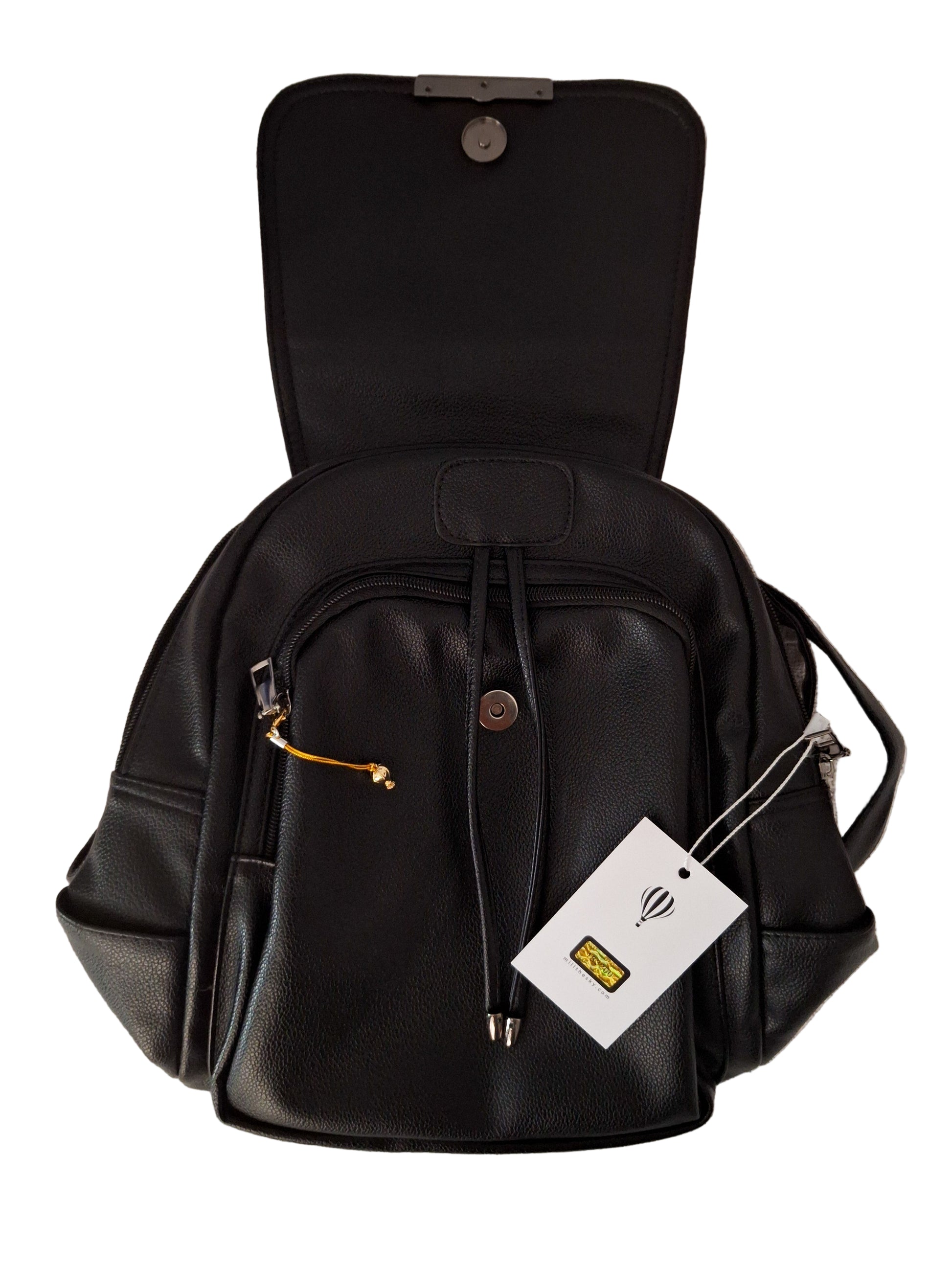 Mill The Sky: The-ONE Womens Faux Imitation Leather Mini Backpack Day Shoulder Bag. BLACK My Store