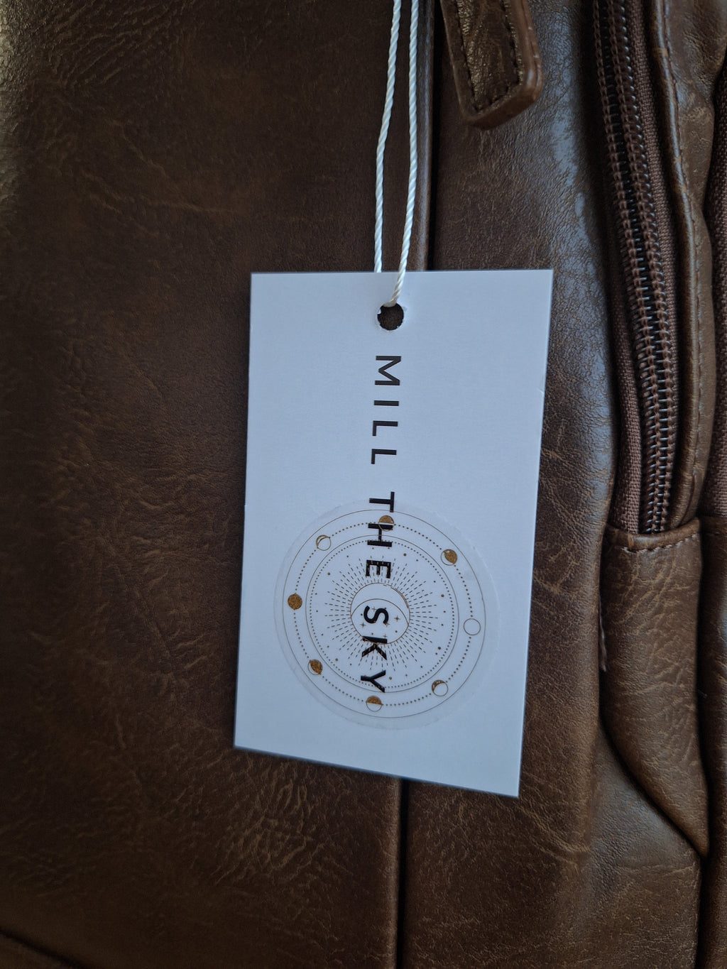 Mill The Sky: Super-MOOCH Large Rustic Tough Faux Leather World Travel Backpack. WASHED MOCCA BROWN. Distressed. Handmade (Copy) Mill The Sky