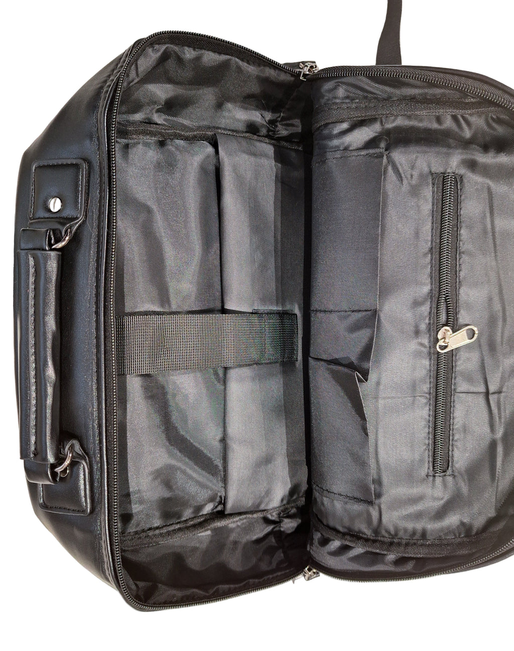 Mill The Sky: Roam-EXEC Square Format Thick Faux Leather City Professional Protective Ultrabook / Laptop Backpack. JET BLACK Mill The Sky