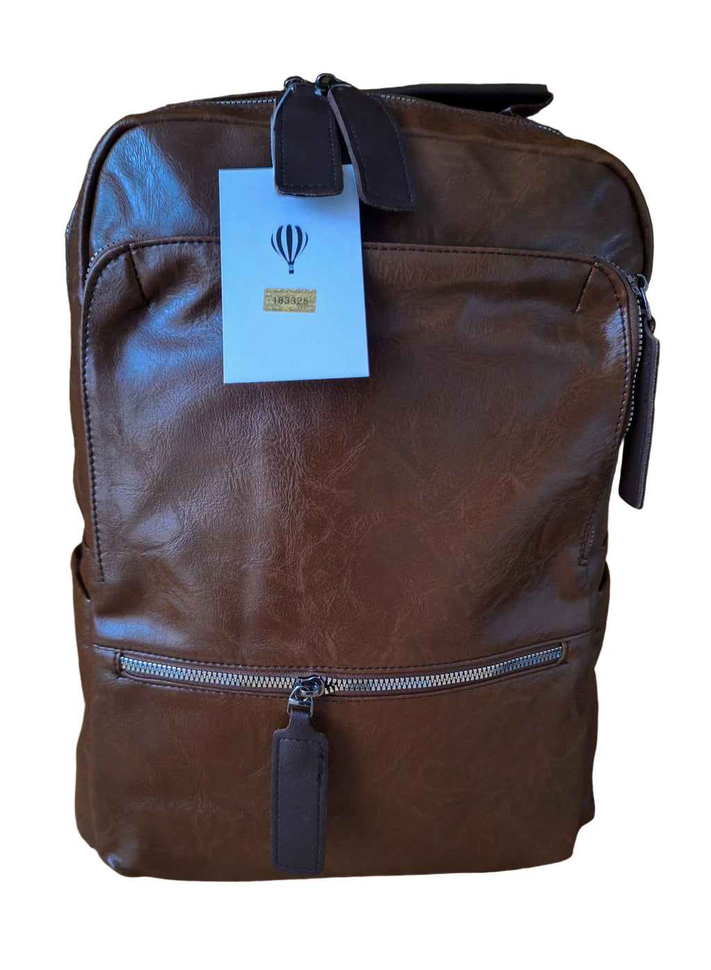 Mill The Sky: College-DROPOUT Double Mail Compartment Rustic Travel College School Backpack in Milk Chocolate Brown. Faux Leather. Mill The Sky