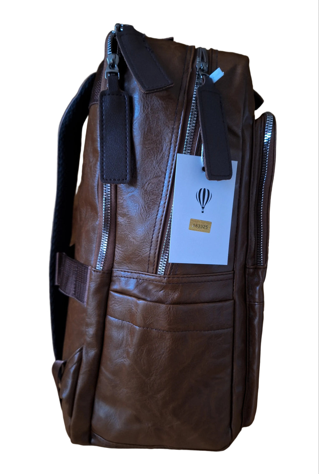 Mill The Sky: College-DROPOUT Double Mail Compartment Rustic Travel College School Backpack in Milk Chocolate Brown. Faux Leather. Mill The Sky