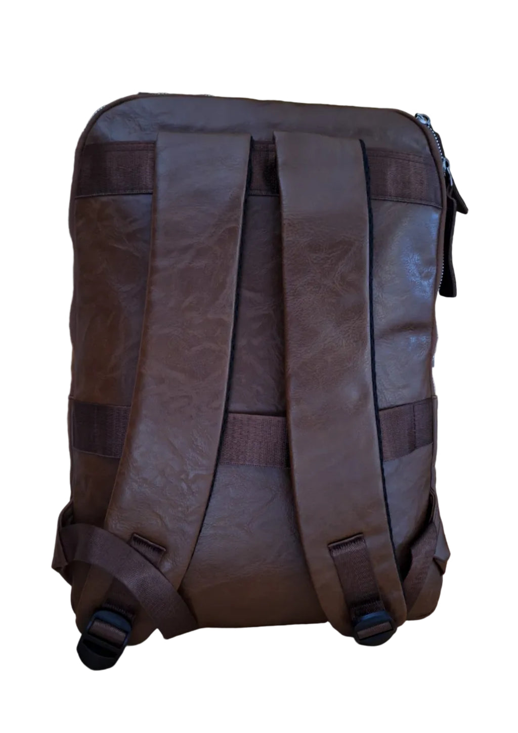 Mill The Sky: College-DROPOUT Double Mail Compartment Rustic Travel College School Backpack in Milk Chocolate Brown. Faux Leather. Mill The Sky