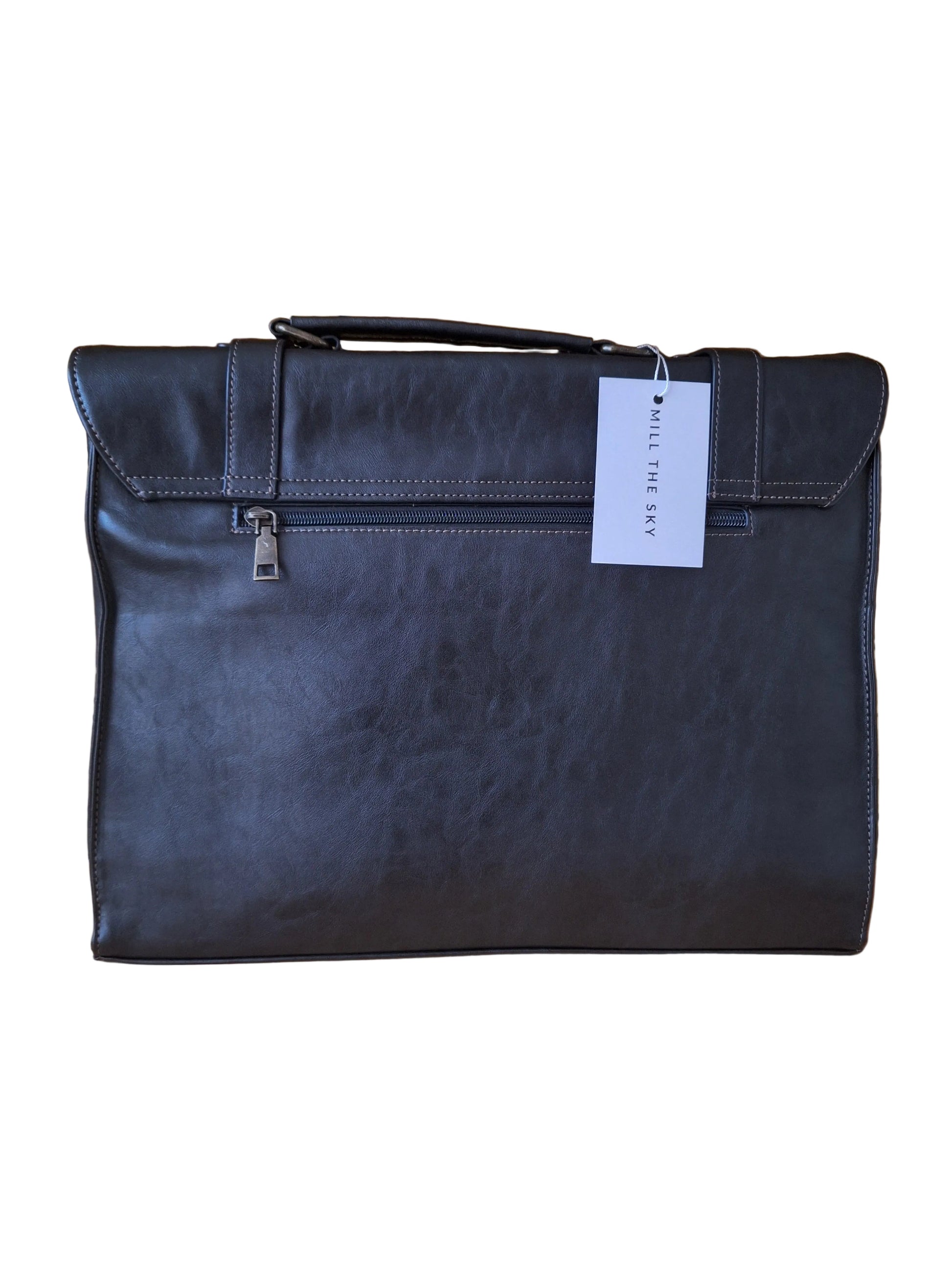 Mill The Sky: Folio-EXEC. Faux Leather Unisex Executive Office Study Laptop Bag in BLACK My Store