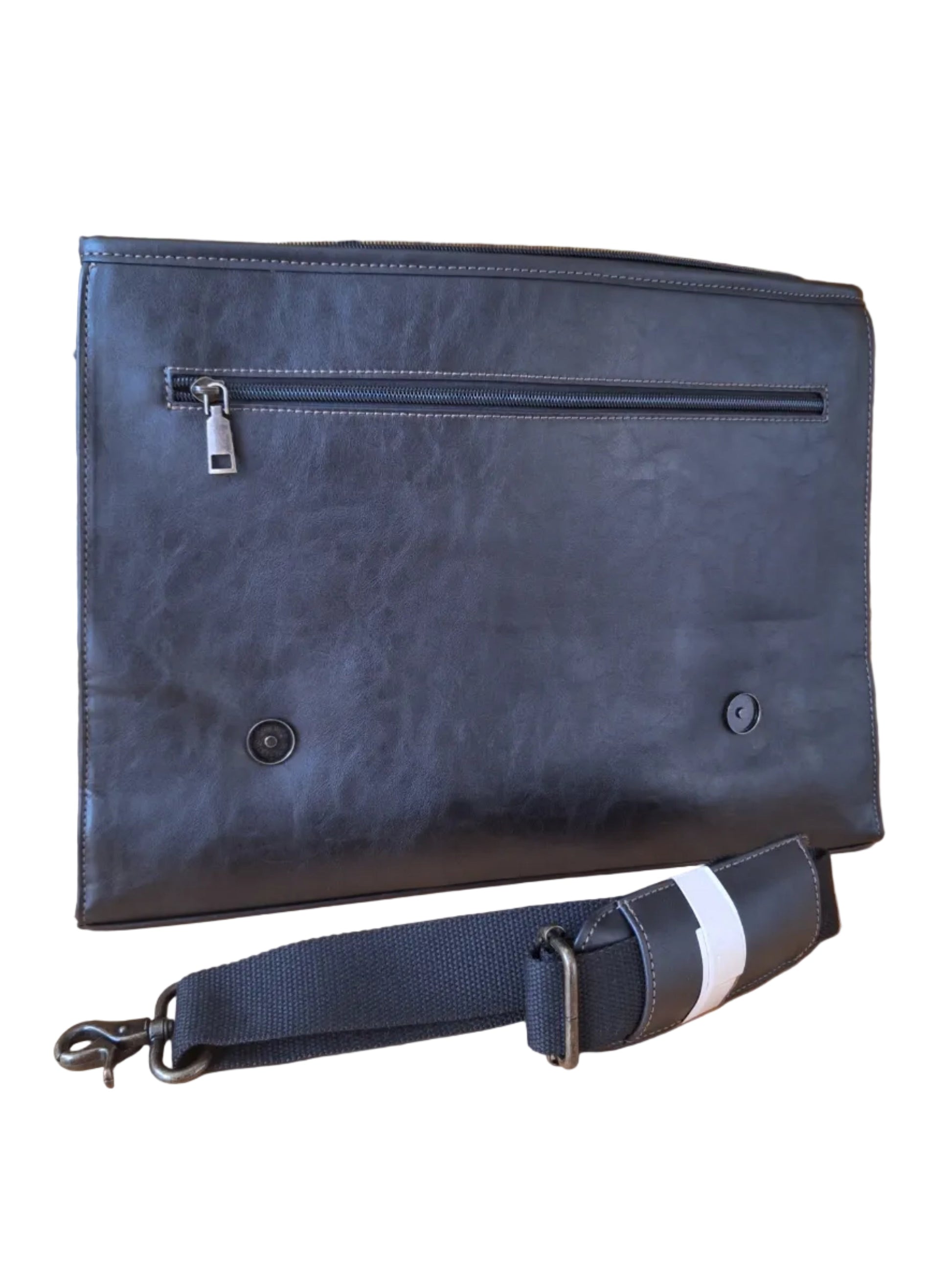 Mill The Sky: Folio-EXEC. Faux Leather Unisex Executive Office Study Laptop Bag in BLACK My Store