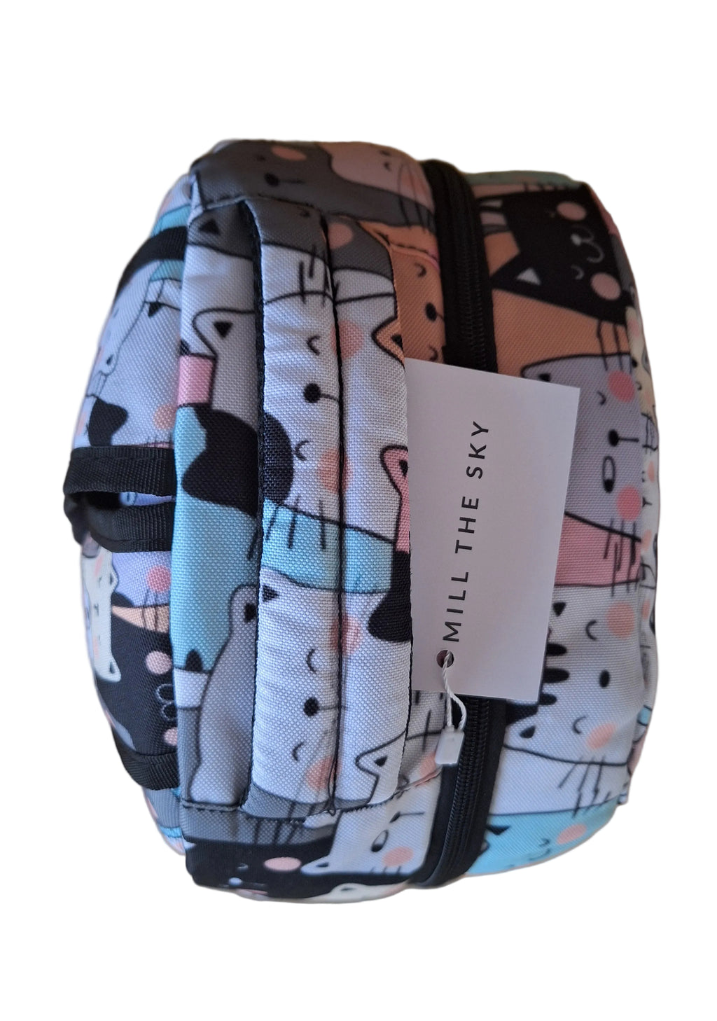 Mill The Sky: Pastel-PURRFECT Cat Pattern Casual Nylon/Canvas Combo Day Backpack Mill The Sky
