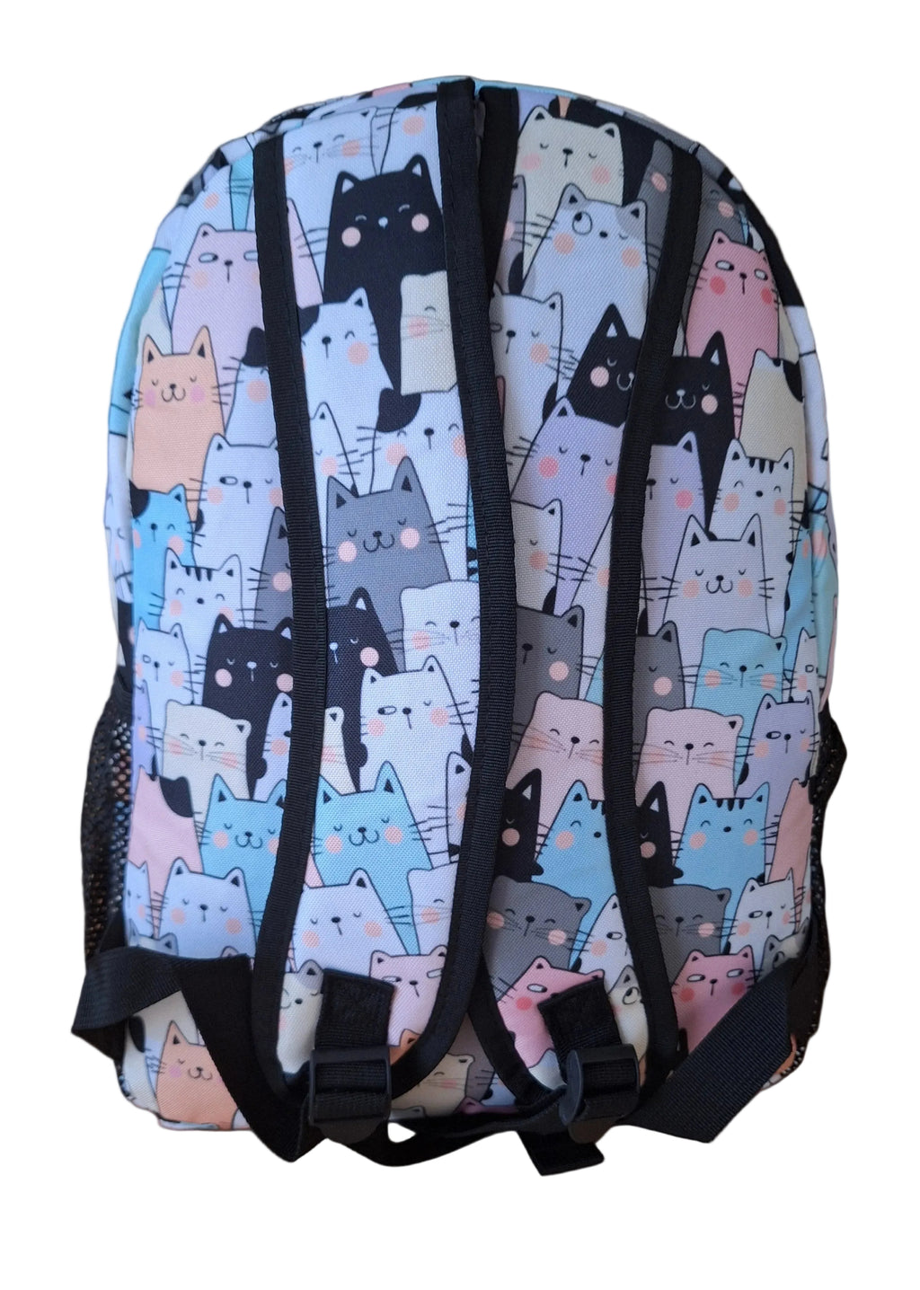 Mill The Sky: Pastel-PURRFECT Cat Pattern Casual Nylon/Canvas Combo Day Backpack Mill The Sky