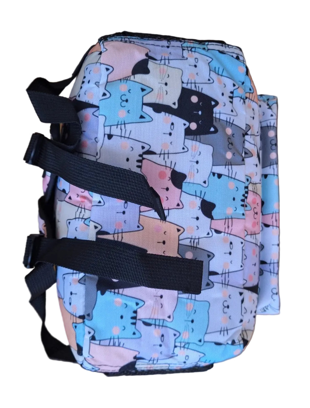 Mill The Sky: Pastel-PURRFECT Cat Pattern Casual Nylon/Canvas Combo Day Backpack Mill The Sky