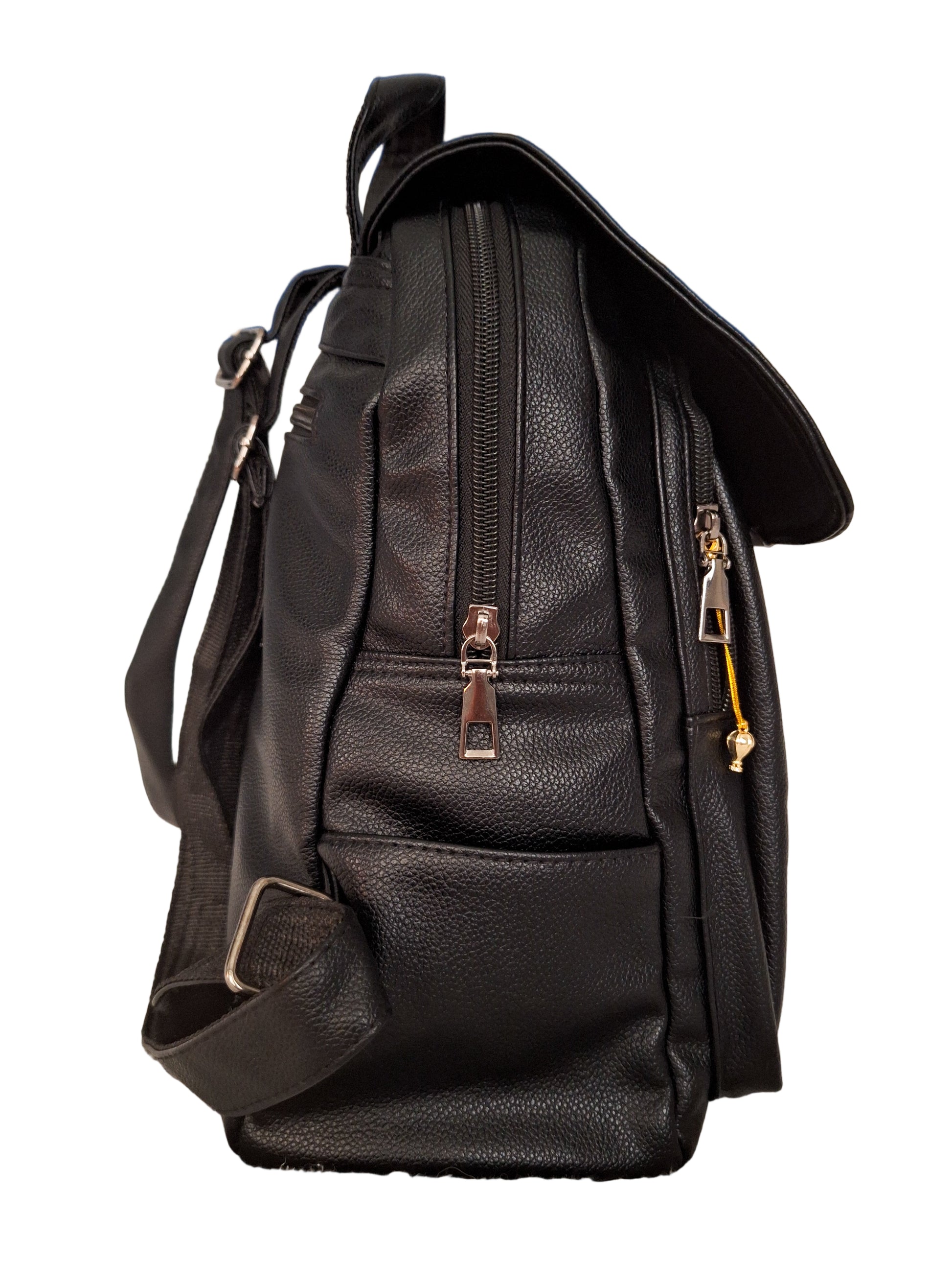 Mill The Sky: The-ONE Womens Faux Imitation Leather Mini Backpack Day Shoulder Bag. BLACK My Store