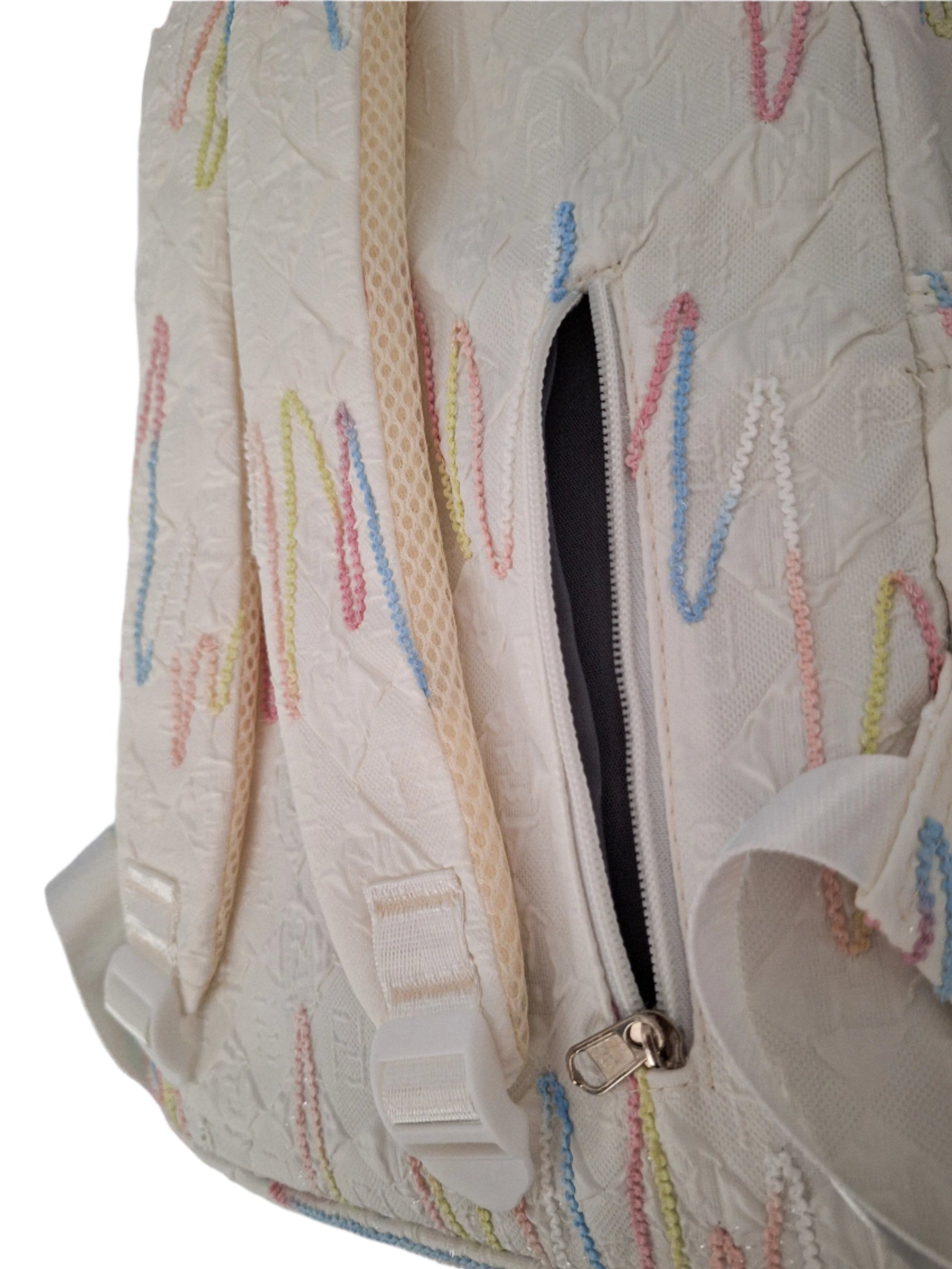 Mill The Sky: Angel-MARSHMALLOW Candy White & Rainbow Full Size Sparkle Backpack My Store