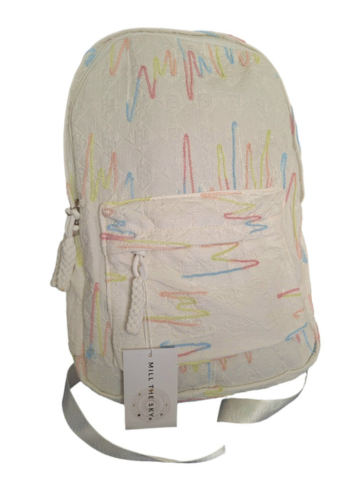 Mill The Sky: Angel-MARSHMALLOW candy WHITE & RAINBOW sparkle backpack
