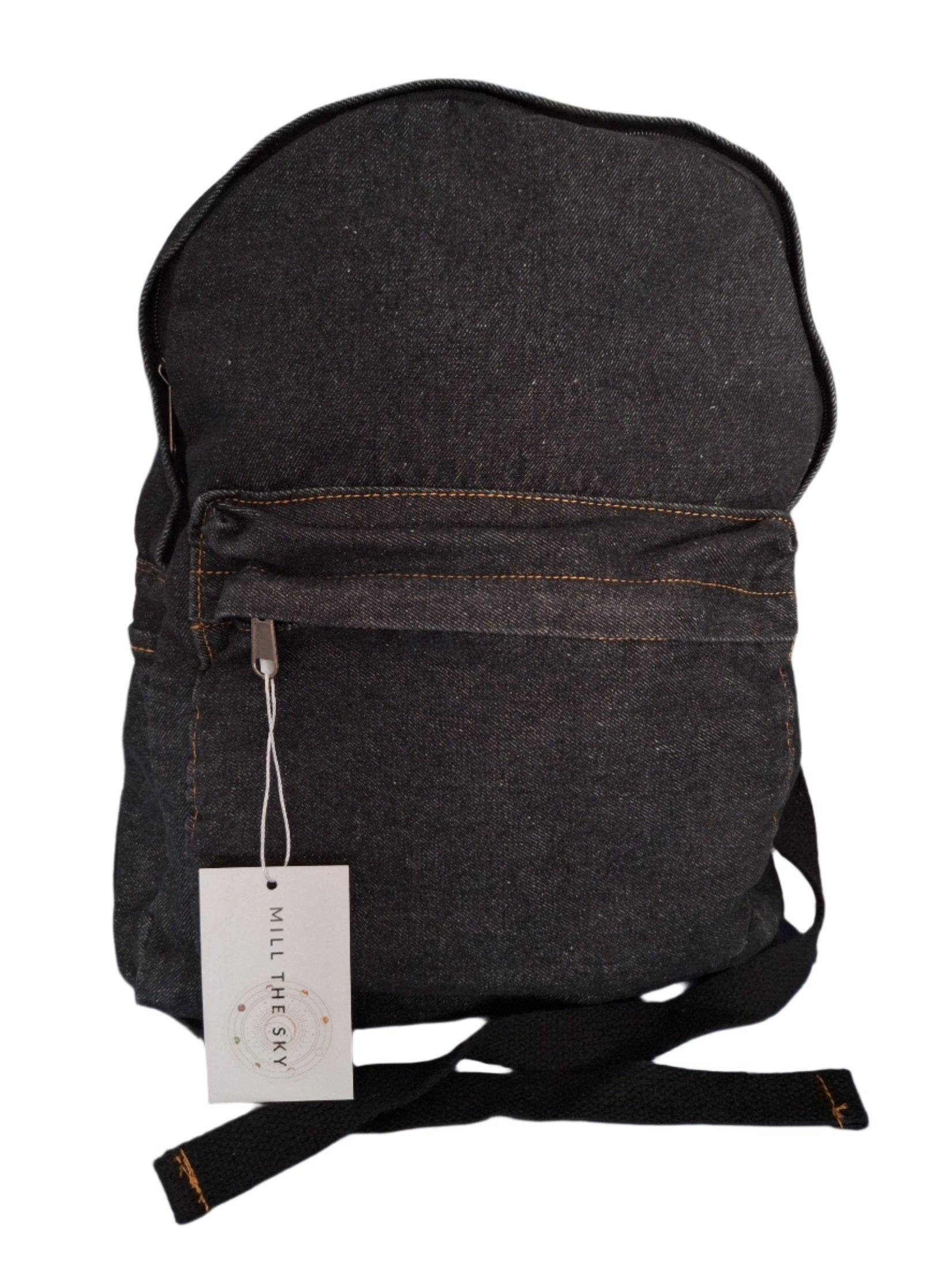 Mill The Sky: Down-TOWN Stonewashed DARK GREY Denim lightweight roll-up backpack. My Store