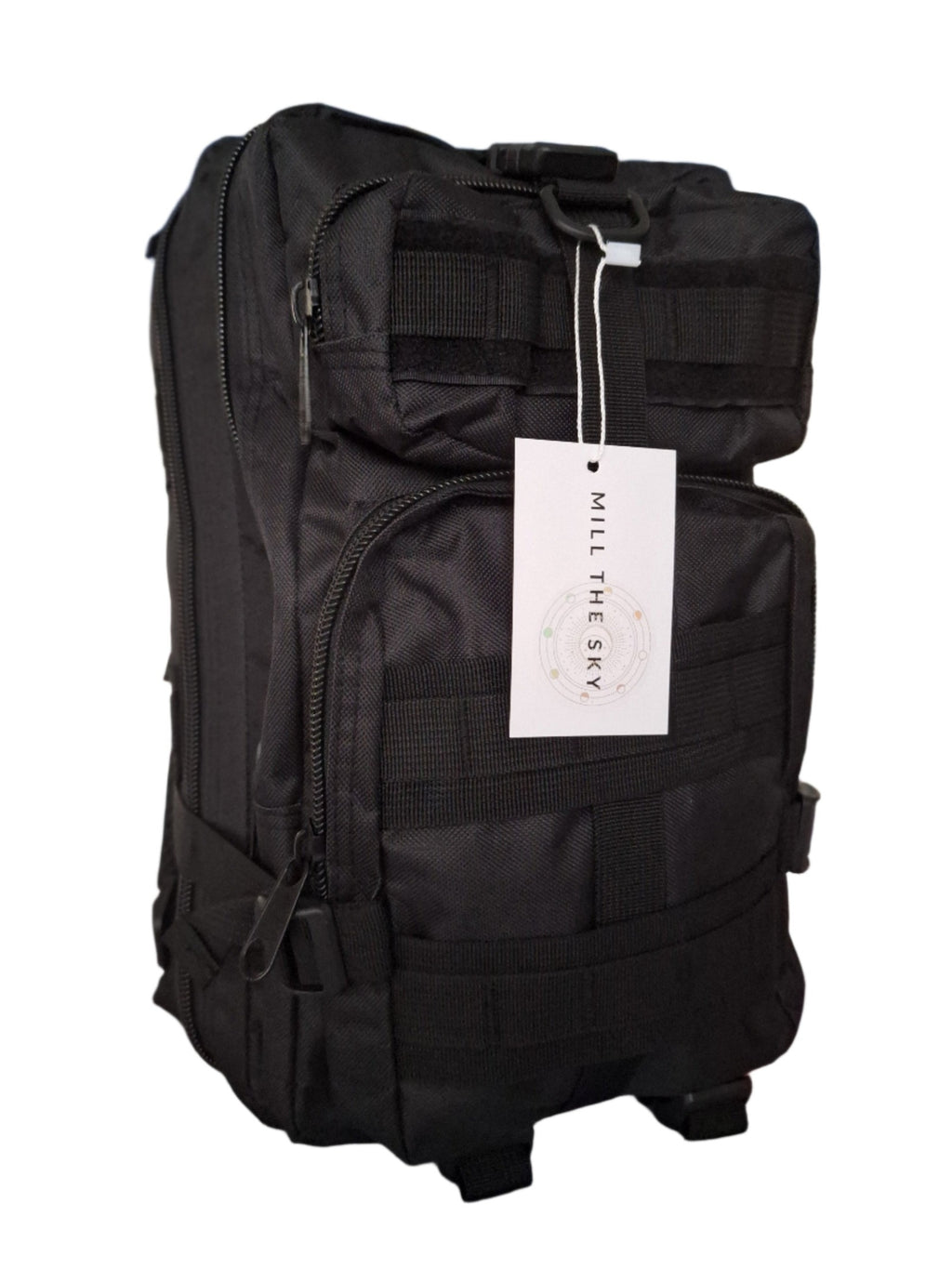 Mill The Sky: Go-TREKmini Heavy Duty Mult-Storage Adjustable Fit Hiking Backpack. JET BLACK